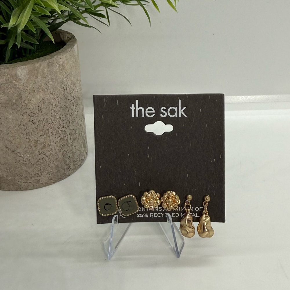 The Sak Gold Earring‎ Trio Set